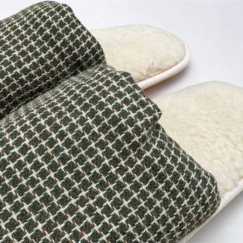 Домашние тапочки Нордик зелёная клетка