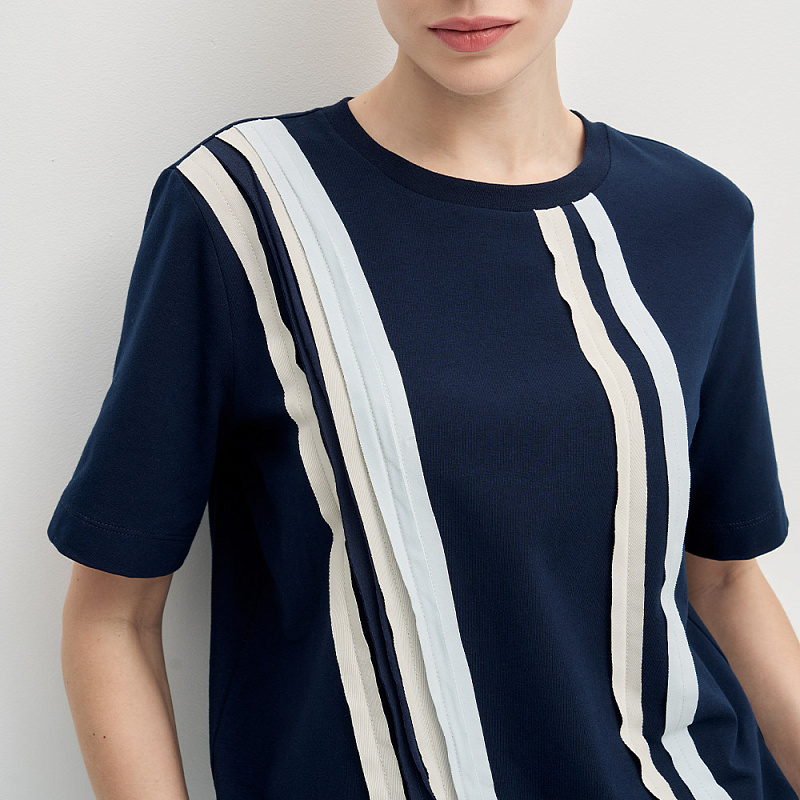 Блуза В26.Ш45.559/1 синяя геометрия