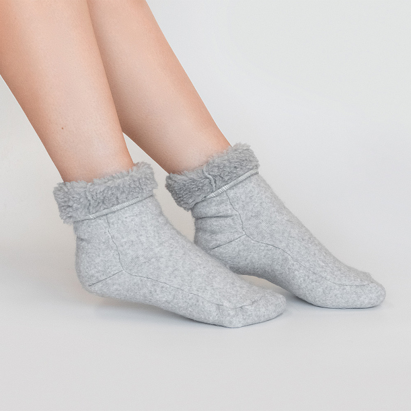 Носки меховые стрейч серый