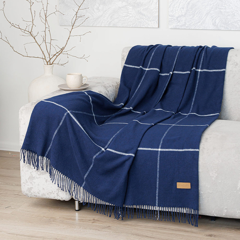 Плед Трентино синяя клетка