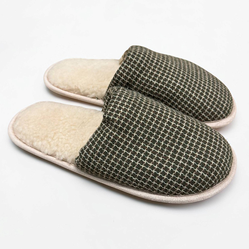 Домашние тапочки Нордик зелёная клетка