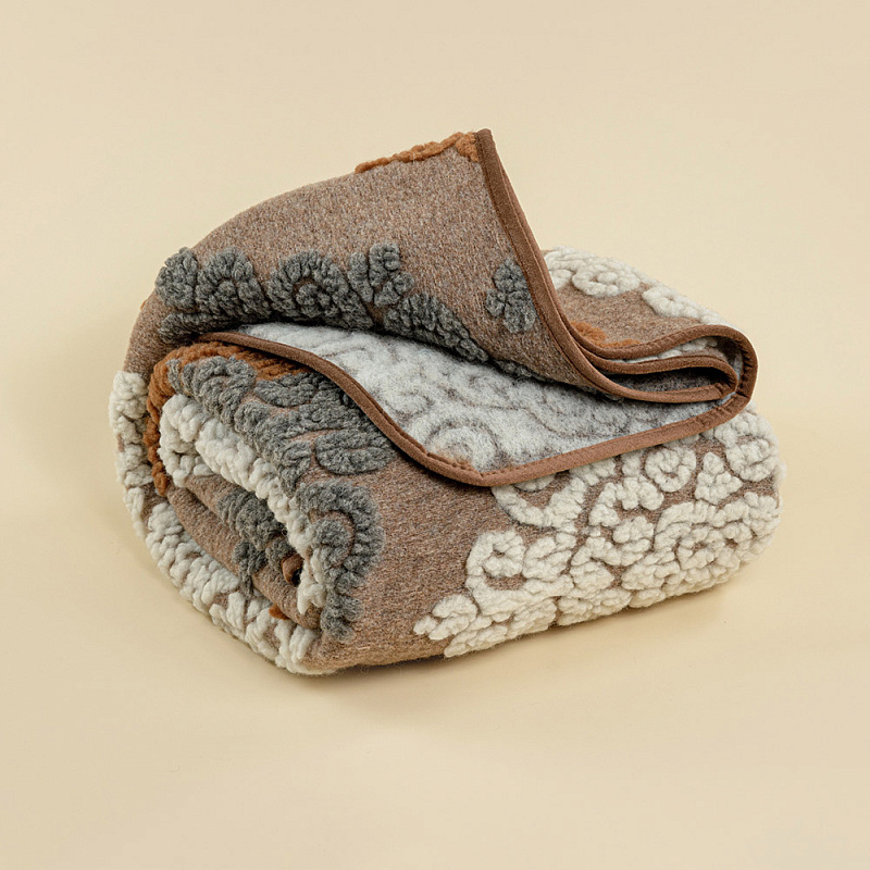 Плед Колористика орнамент коричневый