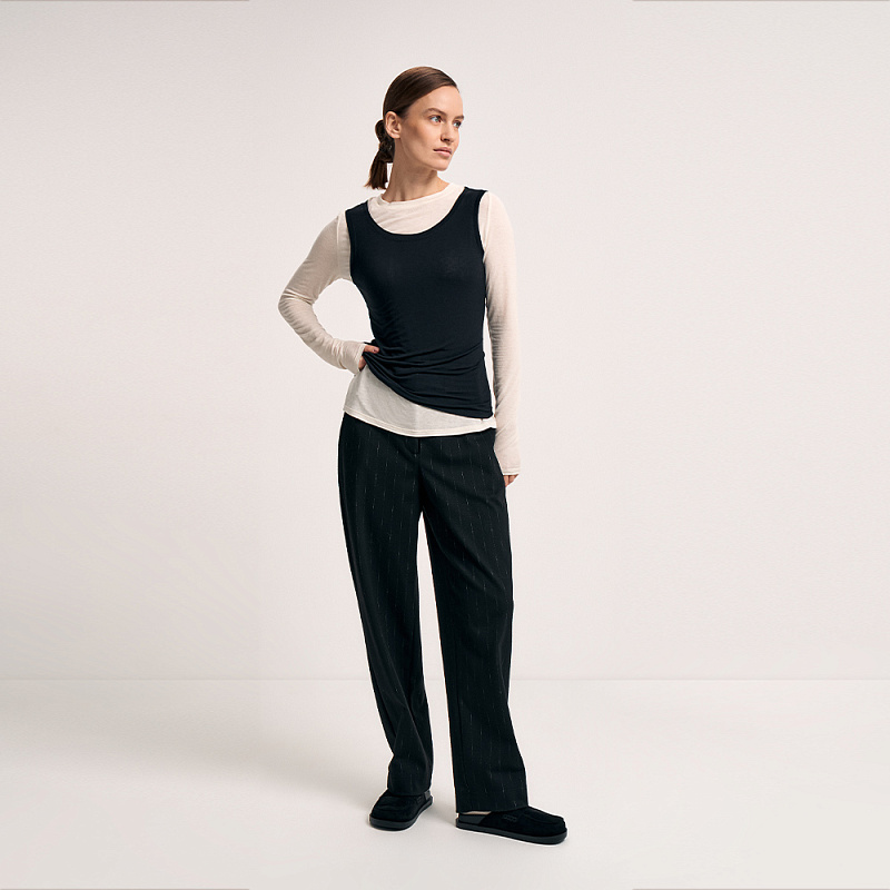 Костюм (блуза+блуза (топ) О25.Ш43.475/1 угольный простор