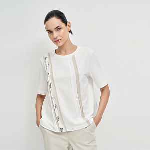 Блуза В26.Ш45.559 белая геометрия