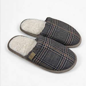 Домашние тапочки Нордик бежевая клетка