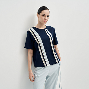 Блуза В26.Ш45.559/1 синяя геометрия