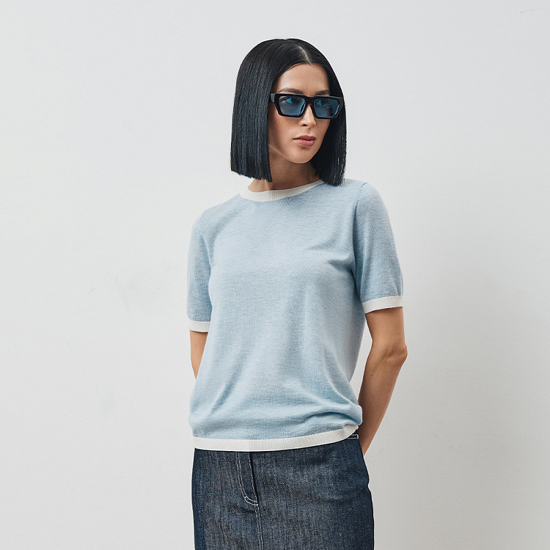 Пуловер О24.ТИ80.230/1 голубой лёд